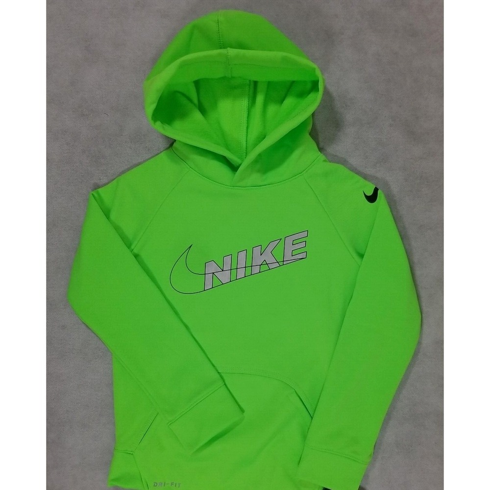 Nike Hoodie Boys Size 4 XS Pullover Hooded Sweatshirt Dri-Fit Logo Green NWT